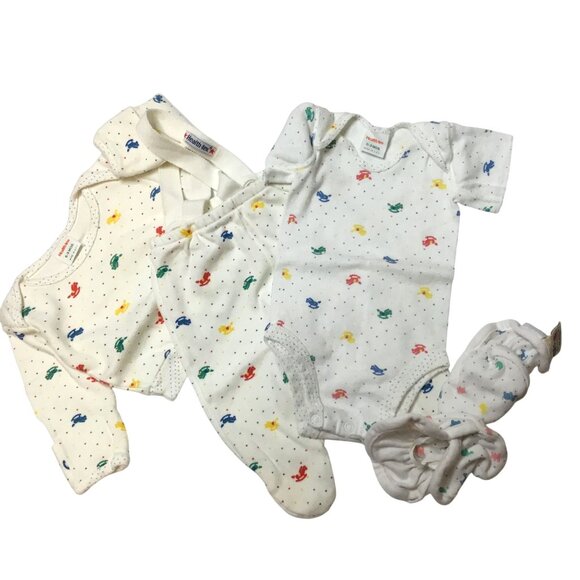 HEALTHEX 5-Piece Baby Bodysuit Top Footed Pant Booties  3 -6-9 M 100% Cotton VBC - Picture 4 of 4